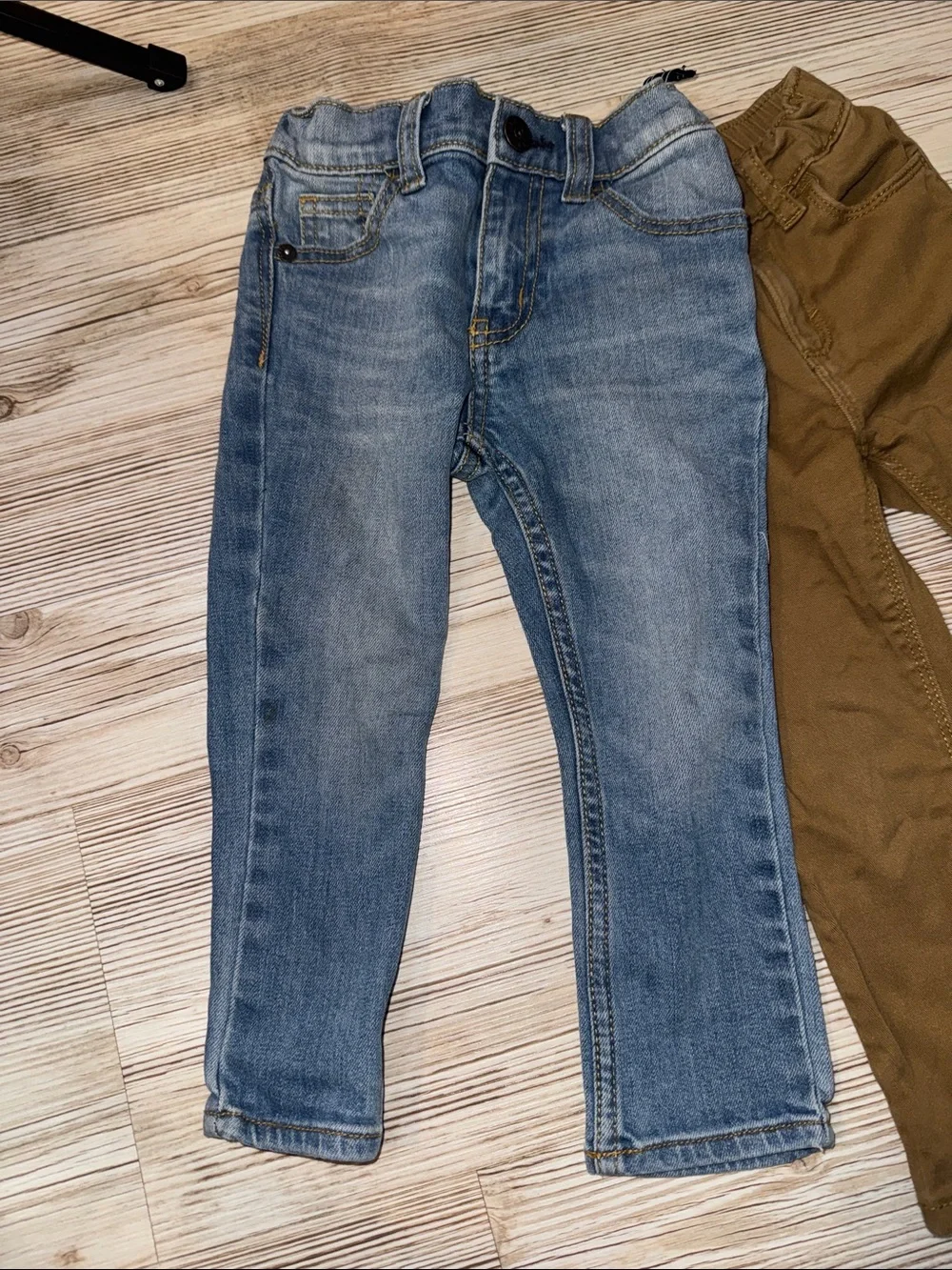 Kids Stretch Denim Jeans and Brown Twill Pants - 2-Pack